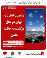 اینترنت ایران در حال بازگشت به گزارش شبکه خبری اخبار مهاجرین ماناخبر: پس از  بیش از ۲۱۰ ساعت قطعی و اختلال گسترده اینترنت در ایران از بامداد امروز جمعه  ۲۷ دی ۱۴۰۴