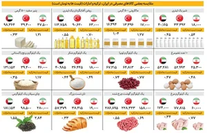 مقایسه قیمت‌ کالاهای اساسی در ایران با ترکیه و امارات - همشهری آنلاین