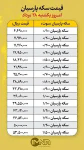 ایمنا - قیمت سکه پارسیان امروز یکشنبه ۲۸ مرداد + جدول - صاحب‌خبر